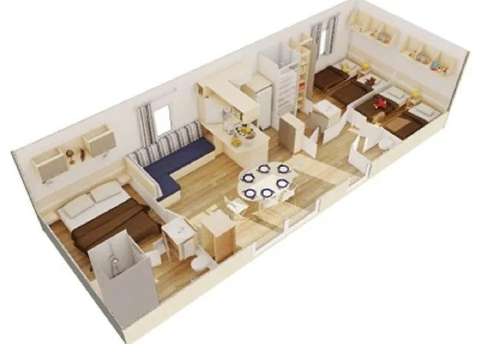 Bungalow Natherem, 3ch dont 1 suite parentale, 2 sdb à Saint Julien en Born dans camping 4 étoile
